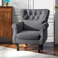 HOMCOM Chesterfield-Style Accent Chair - Grey(m-7)