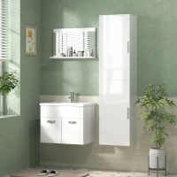 HOMCOM Columna de Baño de Pared con Estantes Ajustables y 2 Puertas Mueble de Baño Moderno 40x30x160 cm Blanco(m-2)