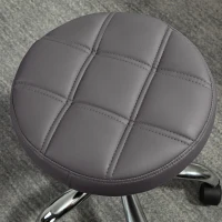 HOMCOM Salonhocker, höhenverstellbar, 360° drehbar, Kunstleder, Ø35,5 x 48-63H cm, Grau(m-9)