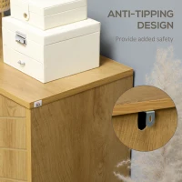 HOMCOM Vintage Storage Cabinet with Double Chevron Doors and Pine Wood Legs, Side Cabinet for Living Room, Kitchen, Bedroom(m-5)