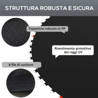 SPORTNOW Tappeto Elastico di Ricambio per Trampolino da 3m con 8 Cuciture e Rivestimento Anti UV, Nero(m-5)