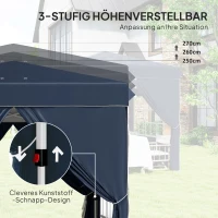Outsunny 2,5 x 2,5 m Pop-up-Pavillon mit Seitenwänden und Tragetasche, UPF50+ höhenverstellbares Gartenzelt, Dunkelblau(m-5)