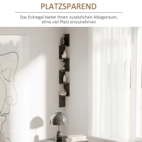 HOMCOM Wandregal Hängeregal Eckregal Zickzackregal Bücherregal Regal Schwarz 12 x 12 x 120 cm(m-4)