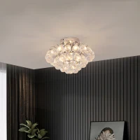 HOMCOM Crystal Ceiling Lamp Chandelier Hallway Flush Mount Pendant 3 Light Ф30cm Silver(m-6)
