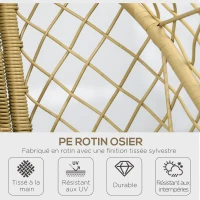 Outsunny Fauteuil œuf sur pied en résine effet rotin avec coussins polyester, structure en métal, dim. 88x85x143 cm(m-4)