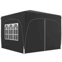 Outsunny 3 x 3m Pop-Up Gazebo Shelter, with Accessories - Black(m-11)