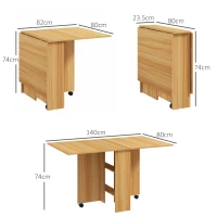 HOMCOM Esstisch, klappbar, platzsparend, untere Ablage, 140 x 80 x 74 cm, Teak(m-3)