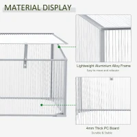 Outsunny Garden Polycarbonate Cold Frame Greenhouse Grow House Flower Vegetable Plants Bed Aluminium Frame  99L x 60W x 44H cm(m-4)