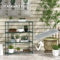 Outsunny Four-Tier Steel Plant Shelf - Black(m-7)