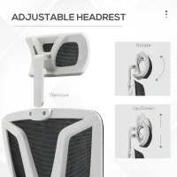 Vinsetto Ergonomic Office Chair, High Back Desk Chair, Reclining Mesh Computer Chair with Adjustable Headrest, Lumbar Support, Foot Rest, Swivel Wheels, Adjustable Height, Black(m-5)