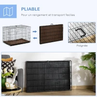 PawHut Cage caisse de transport pliante pour chien en métal noir 107 x 68 x 75.5 cm matelas fourni(m-7)