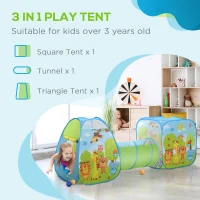HOMCOM 3 in 1 Pop Up Tent Kids Playhouse Toddlers Crawl Tunnel Cute Drawing On Surfuce Indoor Outdoor Garden Use 230 x 74 x 93 cm(m-5)