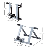 HOMCOM Rollentrainer Fahrrad Rennrad Heimtrainer Trainer faltbar Magnetbremse Silber 54,5 x 47,2 x 39,1 cm(m-3)