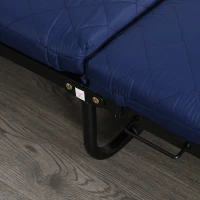 HOMCOM Klappbett 65x184 cm, Erwachsene Gästebett Klappbar mit 6 cm Dicker Schaumstoff, Reisebett mit Metallrahmen, Feldbett mit Rollen und höhenverstellbarem Kopfteil, bis 120 kg belastbar, Blau(m-9)