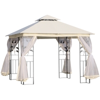 Outsunny Gazebo da Esterno 3x3m con Zanzariera e Telaio Acciaio