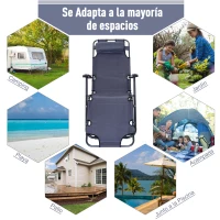 Outsunny Tumbona Relax Plegable con Respaldo Ajustable Reposabrazos Almohada y Reposapiés Carga 136 kg 135x60x89 cm Gris(m-7)