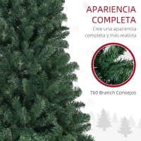 HOMCOM Árbol de Navidad Artificial 180 cm con 760 Ramas de Alambre de Memoria y Base Plegable Árbol de Navideño Verde(m-7)