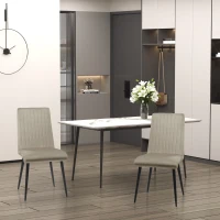 HOMCOM Set 2 Sedie da Cucina Imbottite con Gambe in Acciaio e Design Salvaspazio, 43x58x90 cm(m-7)