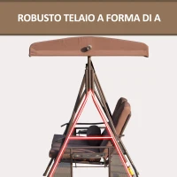 Outsunny Dondolo da Giardino 2 Posti con Tettuccio Regolabile e Porta Bicchieri, 157x118x180 cm, Marrone(m-4)