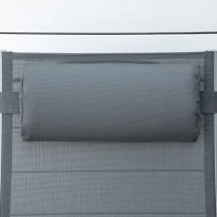 Outsunny Steel Fabric Sun Lounger Outdoor Folding Chaise Lounge Chair Recliner with Portable Design & 7 Adjustable Backrest Positions - Dark Grey(m-8)