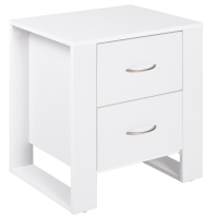 HOMCOM Comodino Moderno in Legno con 2 Cassetti Bianco