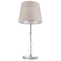 HOMCOM Tischlampe Nachttischlampe 54 cm Tischleuchte mit Stoff Schirm für Schlafzimmer Wohnzimmer Schreibtischlampe moderne Stil E27-Fassung 40 W Acryl Metall Grau(m-9)