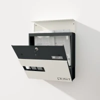 HOMCOM Locking Galvanised Steel Letterbox - White/Black(m-9)