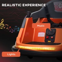 HOMCOM Bumper Car, 360° Rotation Spin 12V Kids Electric Car with Lights, Music, for Ages 1.5-5 Years - Orange(m-5)