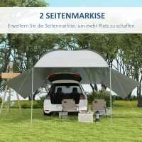 Outsunny Automarkise Carport Fahrzeugüberdachung, wetterbeständig, 300 cm x 262 cm x 260 cm, Hellgrau(m-4)