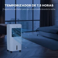 HOMCOM Enfriador de Aire con 3 Velocidades Temporizador 7,5h Tanque de Agua 15L Apto para 15-20 ㎡ 37x32x78 cm Blanco(m-8)