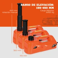 DURHAND Kit de Gato Eléctrico para Coche 12V 15,5-45cm Kit de Elevación de Automóvil 5 Toneladas 40x27,5x18cm Naranja(m-4)