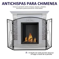 HOMCOM Pantalla de Chimenea Plegable con Bisagras 132,5x76,5 cm Estructura de Acero Resistente Malla Decorativa Negro(m-4)
