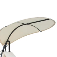 Outsunny Bain de Soleil transat à Bascule Design Contemporain avec Pare-Soleil et Matelas 1,65L x 1,26l x 1,8H m Acier époxy Noir Polyester Beige(m-7)