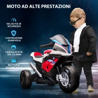 HOMCOM Moto per Bambini 18-60 Mesi Modello BMW HP4 con Fari, Musica e Pedali, in PP e Metallo, 82.5x42x54 cm, Rosso(m-8)