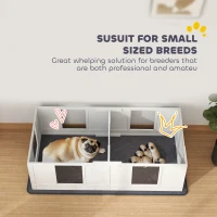 PawHut Two Room Design, Whelping Box for Dogs with Whelping Pad, Clear Panels, Adjustable Entrance, for Small Dogs, 164 x 80cm(m-9)