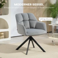 HOMCOM Drehbarer Armstuhl, Moderner Akzentsessel mit Metallbeinen für Wohnzimmer, Schlafzimmer, Büro, Grau(m-4)
