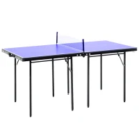 HOMCOM Folding 5ft Mini Compact Table Tennis Top Ping Pong Table Set Professional Net Games Sports Training Play Blue(m-1)
