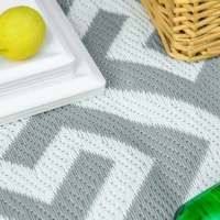 Outsunny Outdoor Rug Reversible Mat Plastic Straw Rug Portable RV Camping Mat for Garden Picnic Indoor, 152x243cm, Light Grey(m-9)