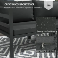 Outsunny Set da Giardino 7 Pezzi in Acciaio e Poliestere con 5 Sedie con Cuscini e 2 Tavolini da Caffè, Grigio(m-5)