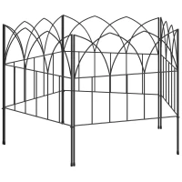 Outsunny Set de 5 Vallas Decorativas para Jardín de Metal 205x45,5 cm Combinación Libre Barrera para Animales Negro(m-11)