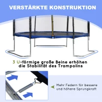 HOMCOM Trampolin Ø345 cm Gartentrampolin mit Sicherheitsnetz Randabdeckung gepolstert Stahl Schwarz+Blau bis 100 kg(m-5)