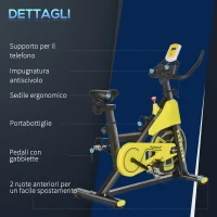 HOMCOM Cyclette Professionale con Schermo LCD e Supporto Smartphone, Fitness Cyclette da Camera con Sellino e Manubrio Regolabili, Volano 6kg, 50x100x101-113cm(m-7)