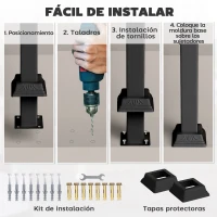 Outsunny Barandilla de Escalera 71 cm con Kit de Instalación Ángulo Ajustable para 1-3 Escalones para Exterior Terraza Negro(m-6)