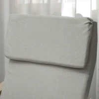 HOMCOM Loungesessel mit Hocker, Bezug in Leinenoptik, Holzrahmen, bis 120 kg, Hellgrau/Natur(m-8)