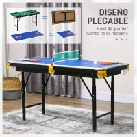 SPORTNOW 2 en 1 Mesa Multijuegos para Niños de 6+ Años Mesa de Juego Plegable con Altura Ajustable 140x63x60-80 cm Multicolor(m-6)