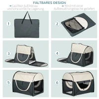 PawHut Hundebox faltbare Hundetransportbox Haustierrucksack mit Kissen Reisetasche Transportbox für Tier wasserdicht Oxfordstoff Dunkelgrau 97 x 71 x 76 cm(m-8)