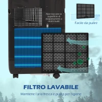 HOMCOM Condizionatore Portatile 950W con 5 Modalità e 3 Velocità, in Plastica ABS e Acciaio, 33x28x70.4 cm, Nero(m-7)