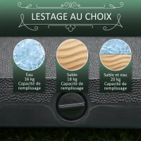 Outsunny Pied de parasol base de lestage parasol carré 4 roulettes dim. 45L x 45l x 39H cm HDPE noir(m-5)