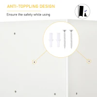 HOMCOM 3 Tier Kids Bookcase Toy Organiser Storage w/ 3 Fabric Drawers, White(m-6)