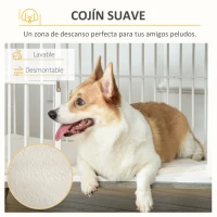 PawHut Jaula para Perros con Encimera 86x60x70 cm Mesa con Perrera con Rejilla de Acero y Puerta con Pestillo Blanco(m-5)
